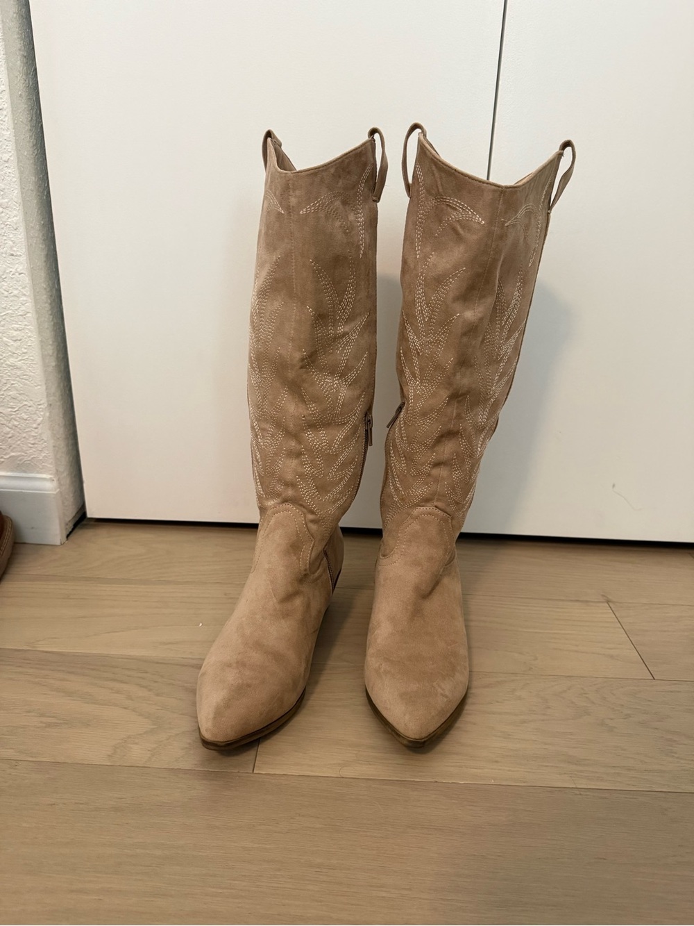 Target knee high suede beige western boots